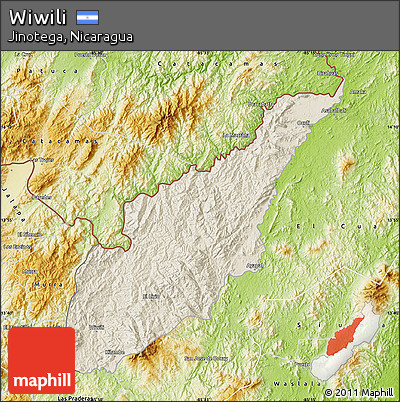 Shaded Relief Map of Wiwili, physical outside