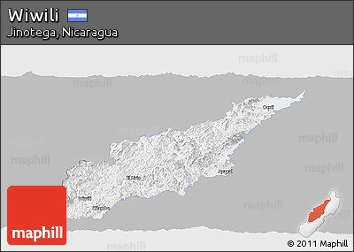 Gray Panoramic Map of Wiwili, single color outside