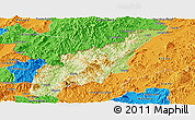 Physical Panoramic Map of Wiwili, political outside