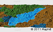 Political Panoramic Map of Wiwili, darken