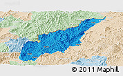 Political Panoramic Map of Wiwili, lighten