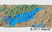 Political Panoramic Map of Wiwili, semi-desaturated