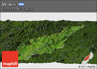 Satellite Panoramic Map of Wiwili, darken