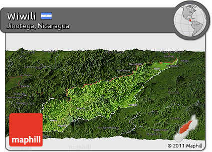 Satellite Panoramic Map of Wiwili, darken