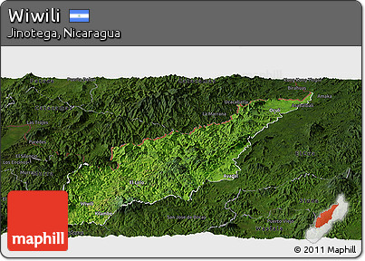 Satellite Panoramic Map of Wiwili, darken