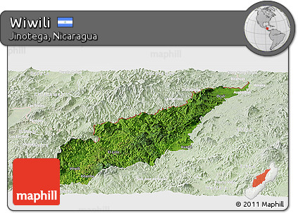Satellite Panoramic Map of Wiwili, lighten