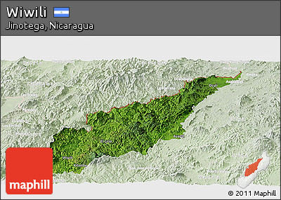 Satellite Panoramic Map of Wiwili, lighten