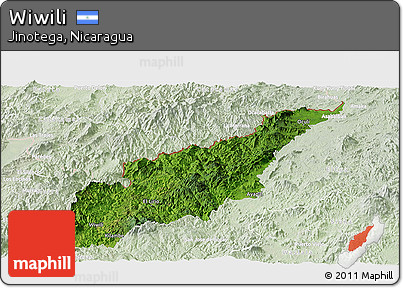 Satellite Panoramic Map of Wiwili, lighten