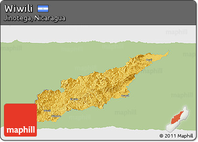 Savanna Style Panoramic Map of Wiwili, single color outside