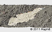 Shaded Relief Panoramic Map of Wiwili, darken