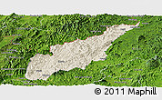 Shaded Relief Panoramic Map of Wiwili, satellite outside