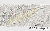Shaded Relief Panoramic Map of Wiwili, semi-desaturated