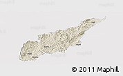 Shaded Relief Panoramic Map of Wiwili, single color outside