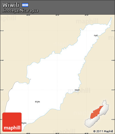 Classic Style Simple Map of Wiwili, single color outside