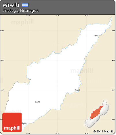 Classic Style Simple Map of Wiwili, single color outside