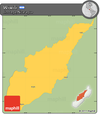 Savanna Style Simple Map of Wiwili, single color outside