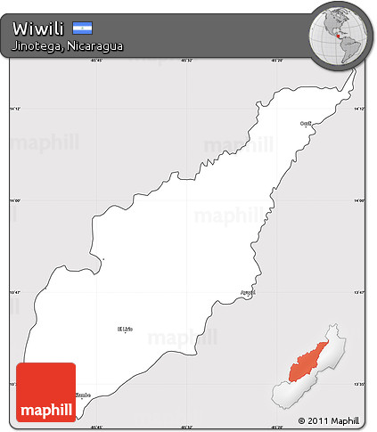 Silver Style Simple Map of Wiwili, cropped outside