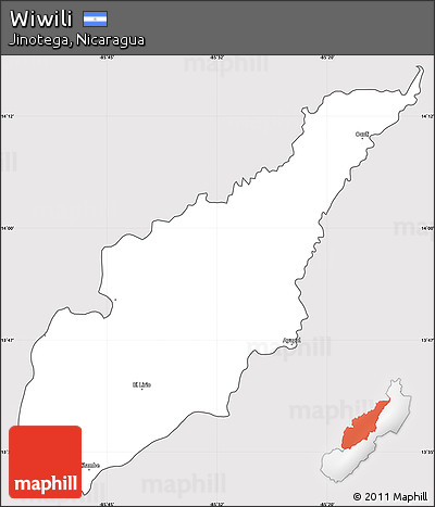 Silver Style Simple Map of Wiwili, cropped outside