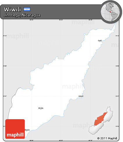 Silver Style Simple Map of Wiwili, single color outside