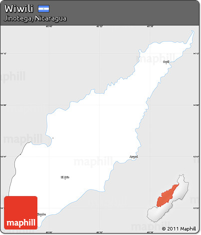 Silver Style Simple Map of Wiwili, single color outside