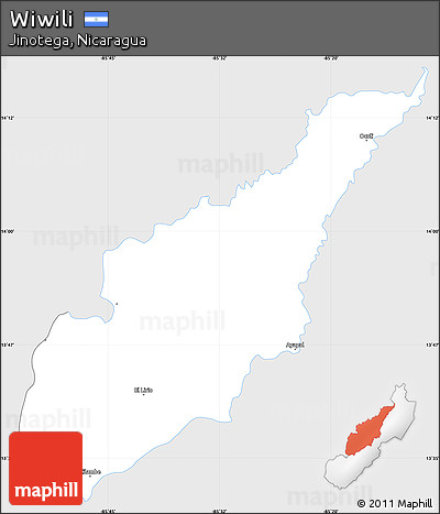 Silver Style Simple Map of Wiwili, single color outside