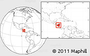Blank Location Map of Nicaragua, within the entire continent