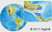 Flag Location Map of Nicaragua, physical outside