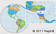 Flag Location Map of Nicaragua, political outside