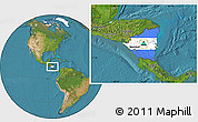 Flag Location Map of Nicaragua, satellite outside