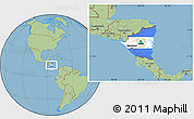Flag Location Map of Nicaragua, savanna style outside