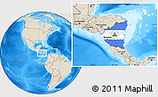 Flag Location Map of Nicaragua, shaded relief outside