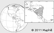 Gray Location Map of Nicaragua, blank outside, hill shading inside