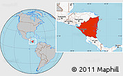 Gray Location Map of Nicaragua, highlighted continent
