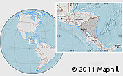Gray Location Map of Nicaragua, lighten, land only, hill shading
