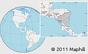 Gray Location Map of Nicaragua, lighten, land only