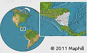 Gray Location Map of Nicaragua, satellite outside