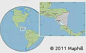Gray Location Map of Nicaragua, savanna style outside