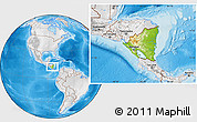 Physical Location Map of Nicaragua, lighten, desaturated, land only