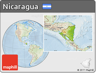 Physical Location Map of Nicaragua, lighten