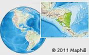 Physical Location Map of Nicaragua, lighten, land only