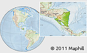 Physical Location Map of Nicaragua, lighten