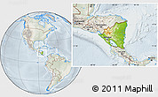 Physical Location Map of Nicaragua, lighten, semi-desaturated