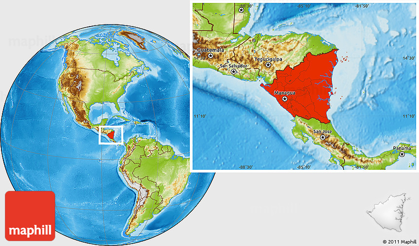 Where Is Nicaragua Located On A World Map Map