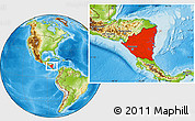 Physical Location Map of Nicaragua