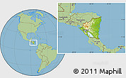 Physical Location Map of Nicaragua, savanna style outside