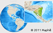 Physical Location Map of Nicaragua, shaded relief outside