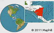 Satellite Location Map of Nicaragua, highlighted continent