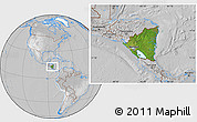 Satellite Location Map of Nicaragua, lighten, desaturated