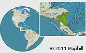 Satellite Location Map of Nicaragua, lighten, land only