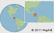 Savanna Style Location Map of Nicaragua, within the entire continent